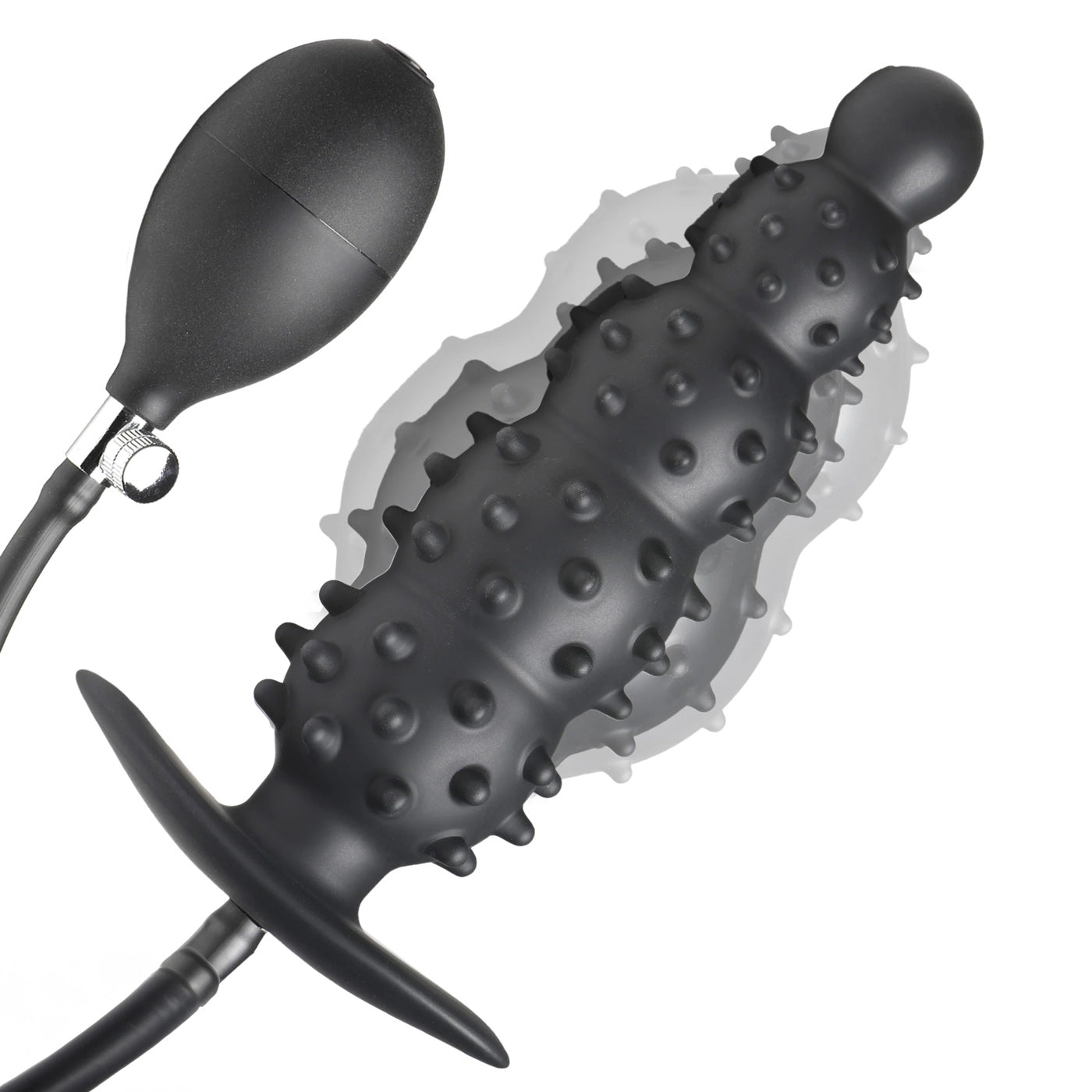 Ass Puffer Nubbed Inflatable Silicone Anal Plug - Black | 848518052346 | Available at EroticWarehouse.com