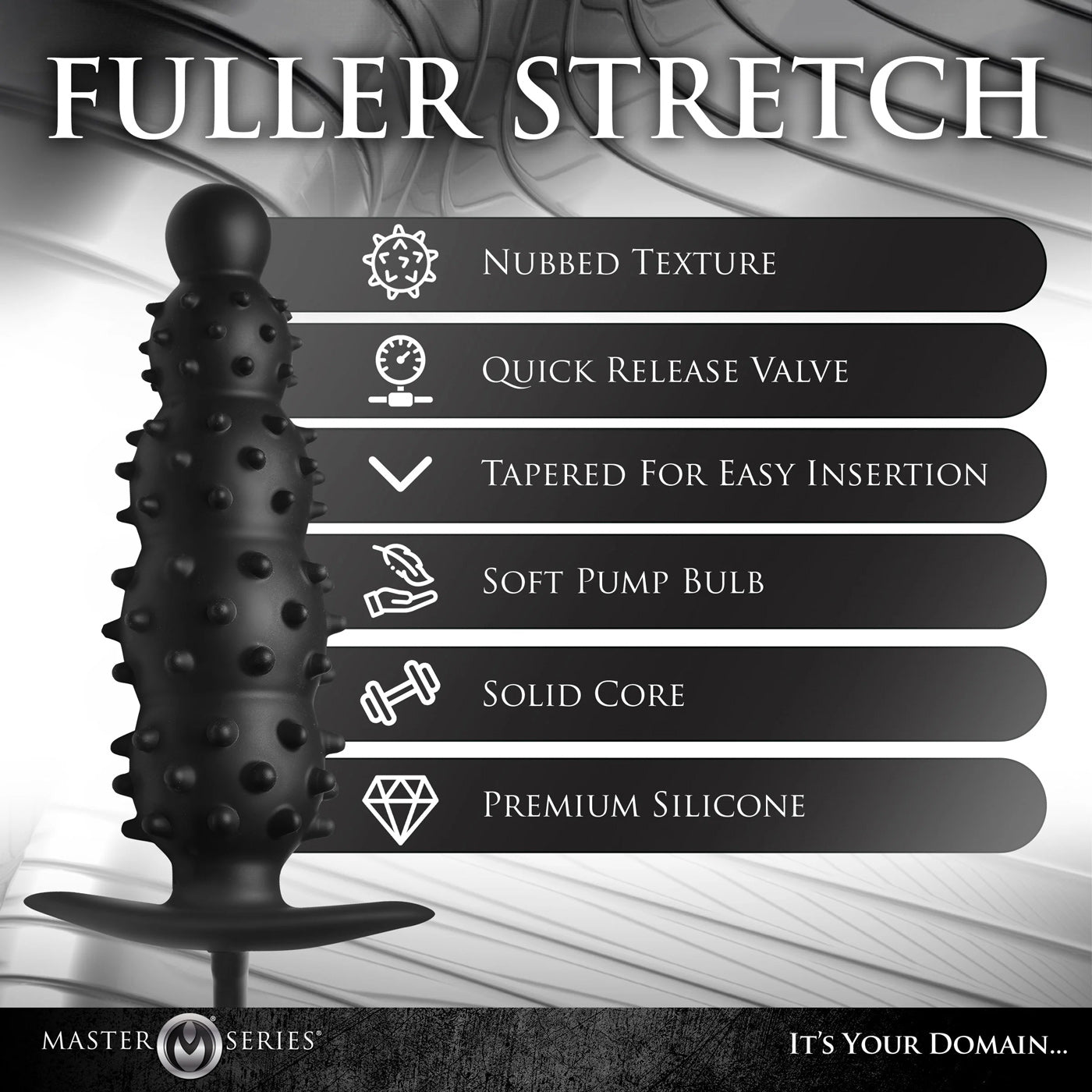 Ass Puffer Nubbed Inflatable Silicone Anal Plug - Black | 848518052346 | Available at EroticWarehouse.com