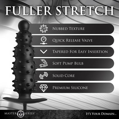 Ass Puffer Nubbed Inflatable Silicone Anal Plug - Black | 848518052346 | Available at EroticWarehouse.com