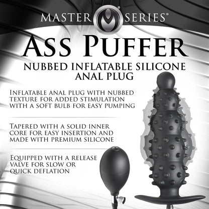 Ass Puffer Nubbed Inflatable Silicone Anal Plug - Black | 848518052346 | Available at EroticWarehouse.com