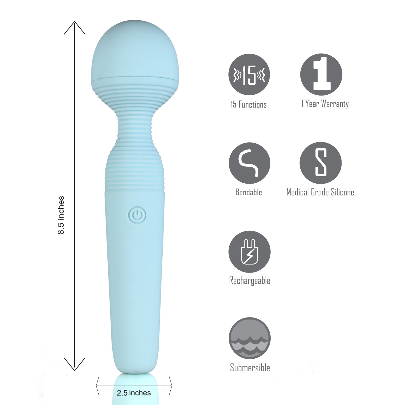 Grace Bendable Vibrating Pleasure Wand - Blue | 056031147337 | Available at EroticWarehouse.com