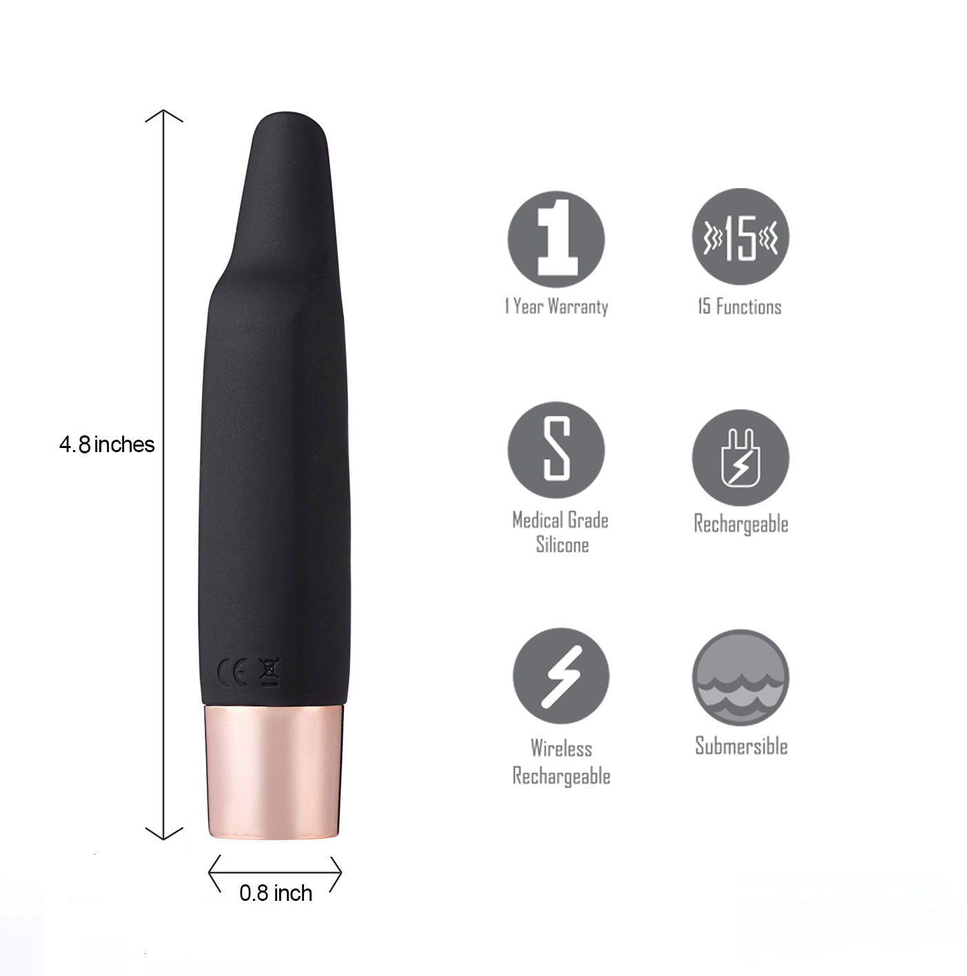 Aspen 15-Function Rechargeable Wireless Flickering Tip Vibrator - Black | 5060311473240 | Available at EroticWarehouse.com