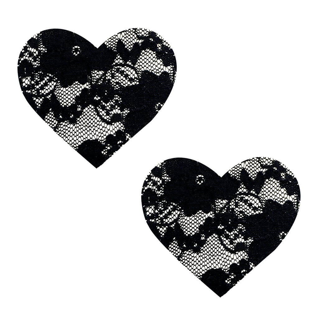 Vogue Black Lace I Heart U Nipztix Pasties | 045923591044 | Available at EroticWarehouse.com