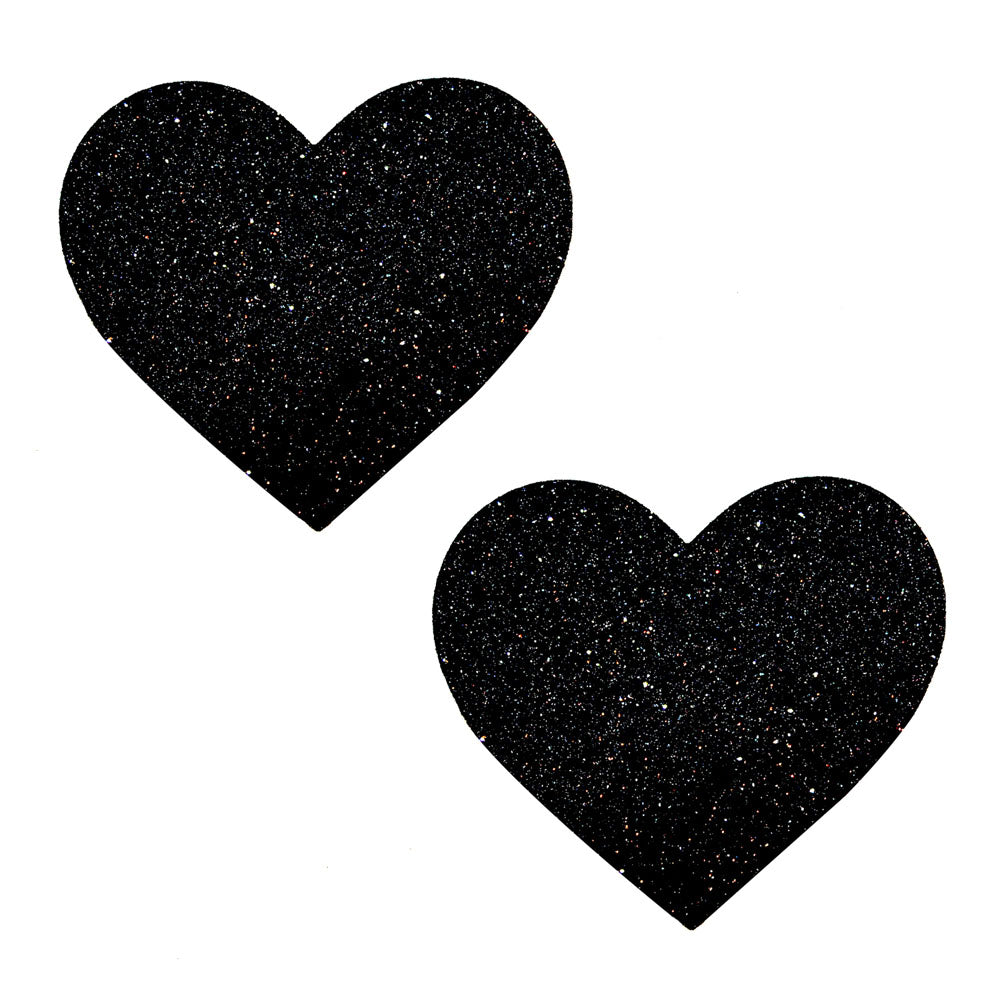 Black Malice Glitter I Heart U Nipztix Pasties | 733074135032 | Available at EroticWarehouse.com