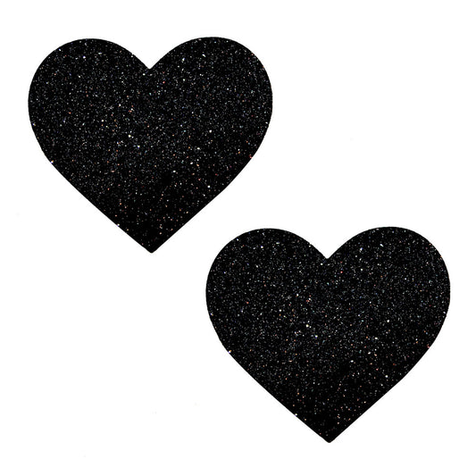 Black Malice Glitter I Heart U Nipztix Pasties | 733074135032 | Available at EroticWarehouse.com