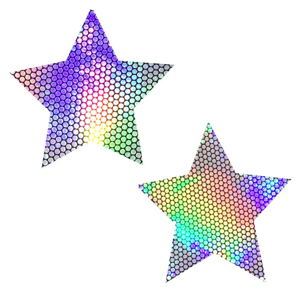 Liquid Party Silver Holographic Starry Nights Nipztix Pasties | 733074136251 | Available at EroticWarehouse.com