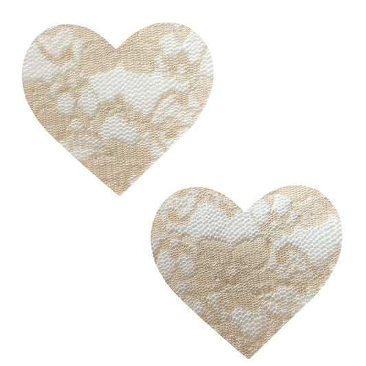 Nude Toffee Lace I Heart U Pasties | 045923590610 | Available at EroticWarehouse.com