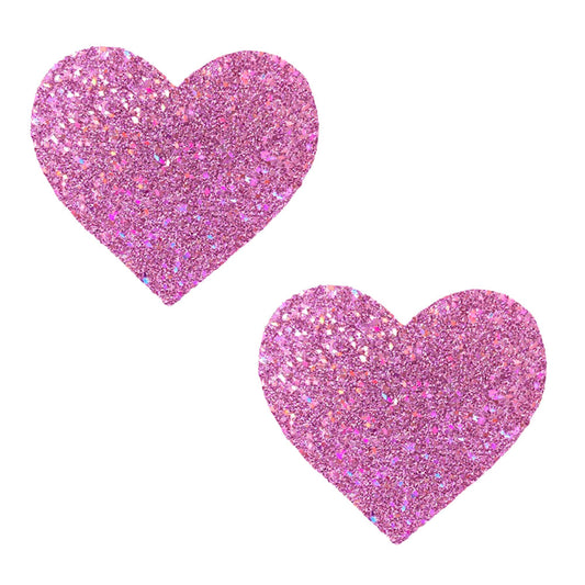 Pegasus Kisses Iridescent Pink Glitter I Heart U Nipztix Pasties | 689855878691 | Available at EroticWarehouse.com