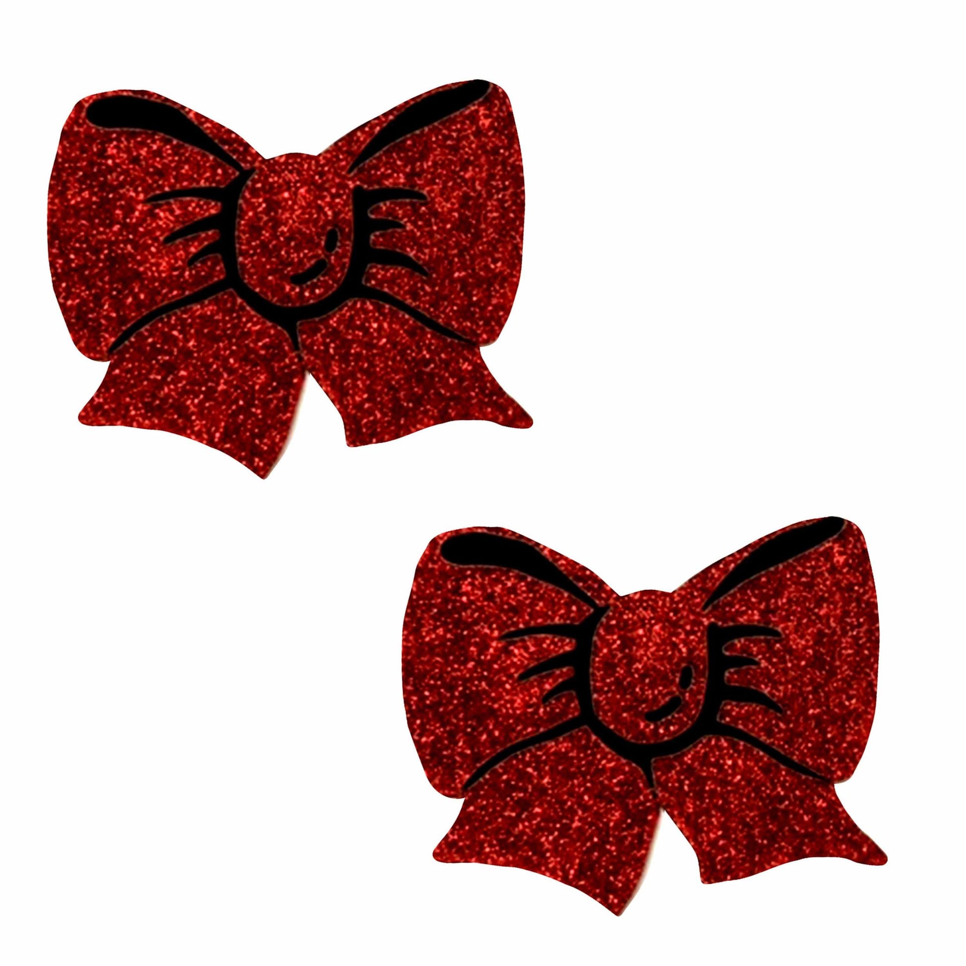 Ravish Me Red Glitter Bow Nipple Cover Pasties | 672975645267 | Available at EroticWarehouse.com