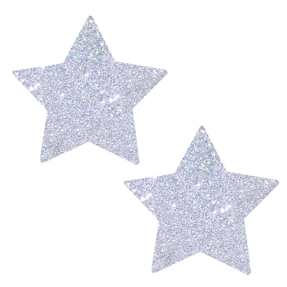 Silver Pixie Dust Glitter Starry Nights Nipztix Pasties | 733074134783 | Available at EroticWarehouse.com