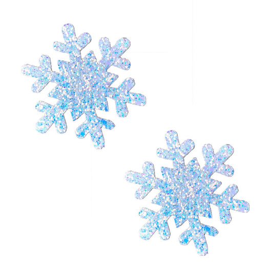 Super Sparkle White Chunky Glitter Snowflake Nipple Cover Pasties | 045923593390 | Available at EroticWarehouse.com