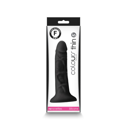 Colours - Pleasures - Thin 5 Inch Dildo - Black | 657447106736 | Available at EroticWarehouse.com