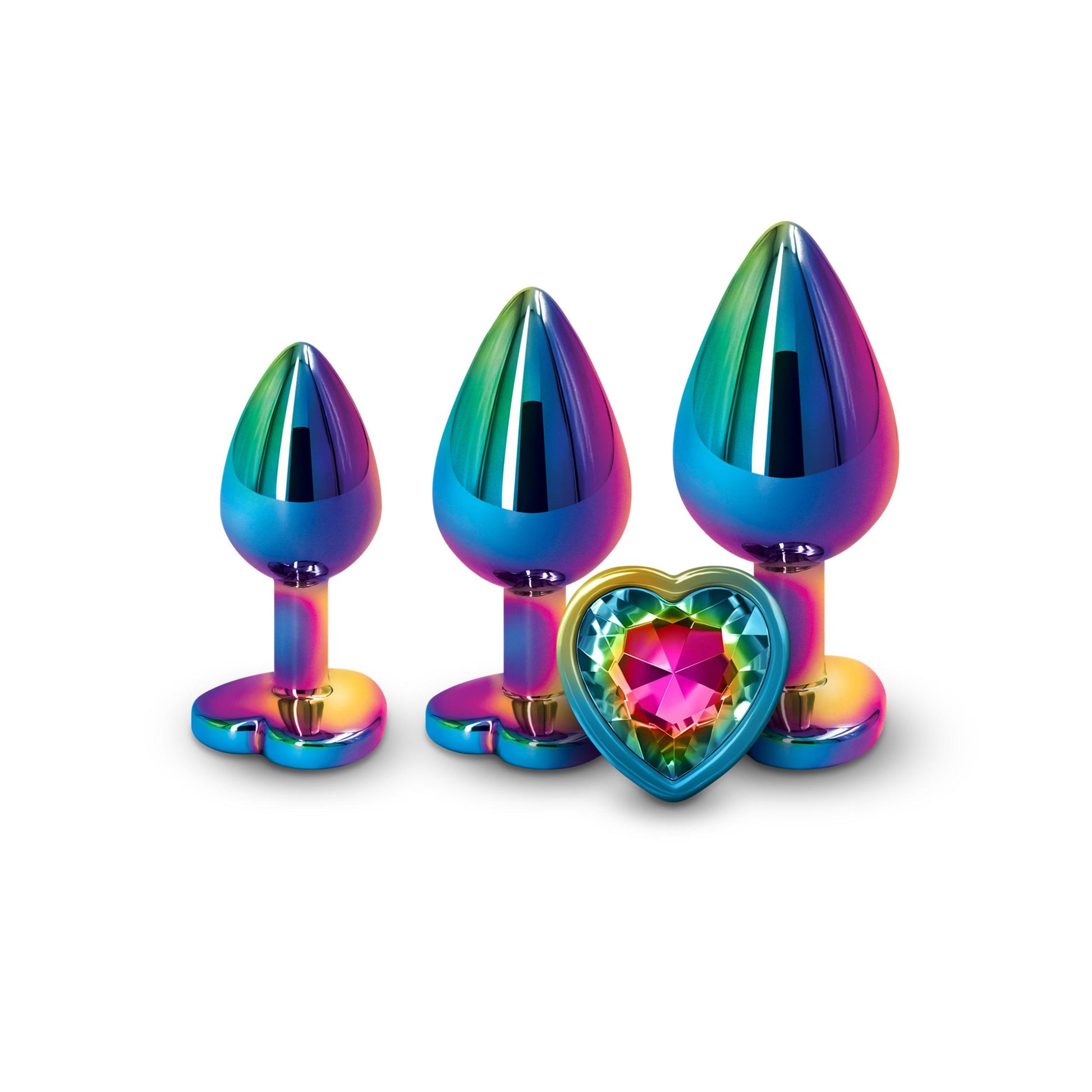 Rear Assets Butt Plugs - Trainer Kit - Multicolor - Rainbow Heart | 657447105326 | Available at EroticWarehouse.com