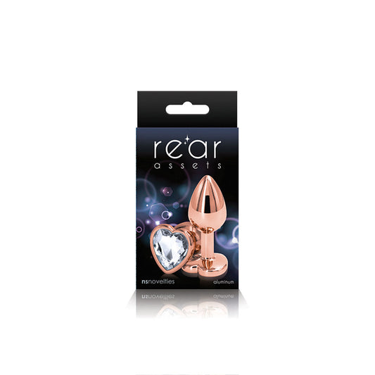 Rear Assets - Rose Gold Heart - Small - Clear | 657447103124 | Available at EroticWarehouse.com