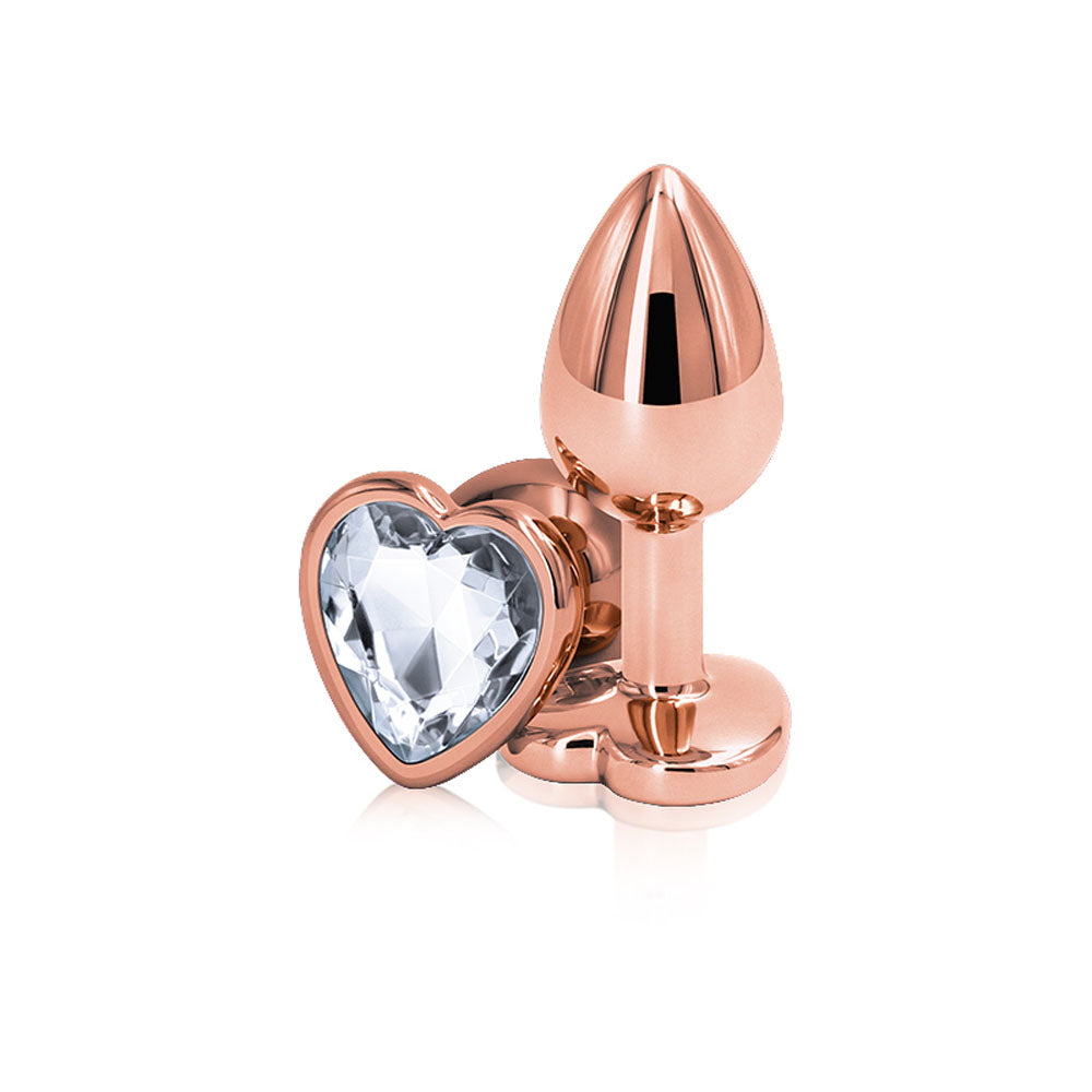 Rear Assets - Rose Gold Heart - Small - Clear | 657447103124 | Available at EroticWarehouse.com