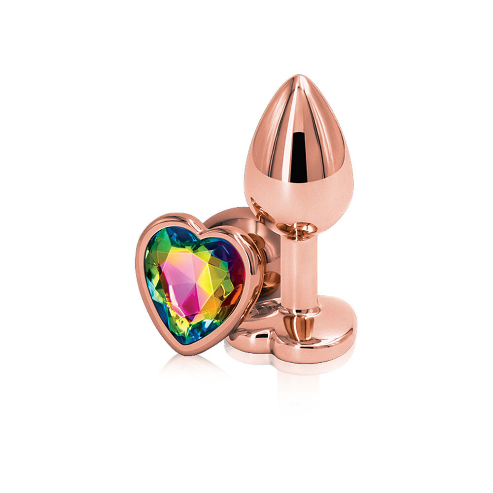 Rear Assets - Rose Gold Heart - Small - Rainbow | 657447103148 | Available at EroticWarehouse.com