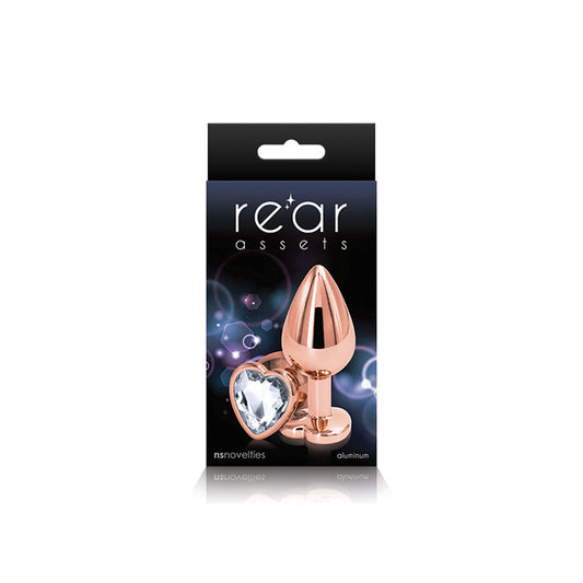 Rear Assets - Rose Gold Heart - Medium - Clear | 657447103155 | Available at EroticWarehouse.com