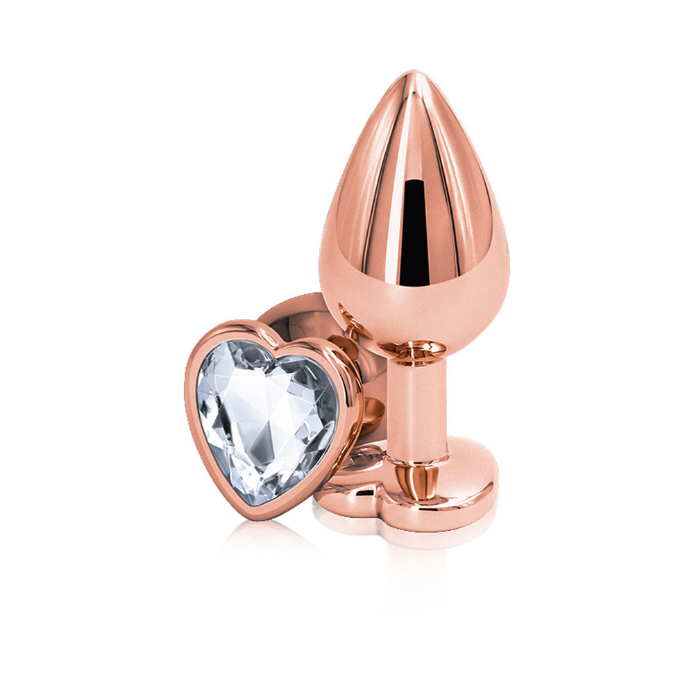 Rear Assets - Rose Gold Heart - Medium - Clear | 657447103155 | Available at EroticWarehouse.com