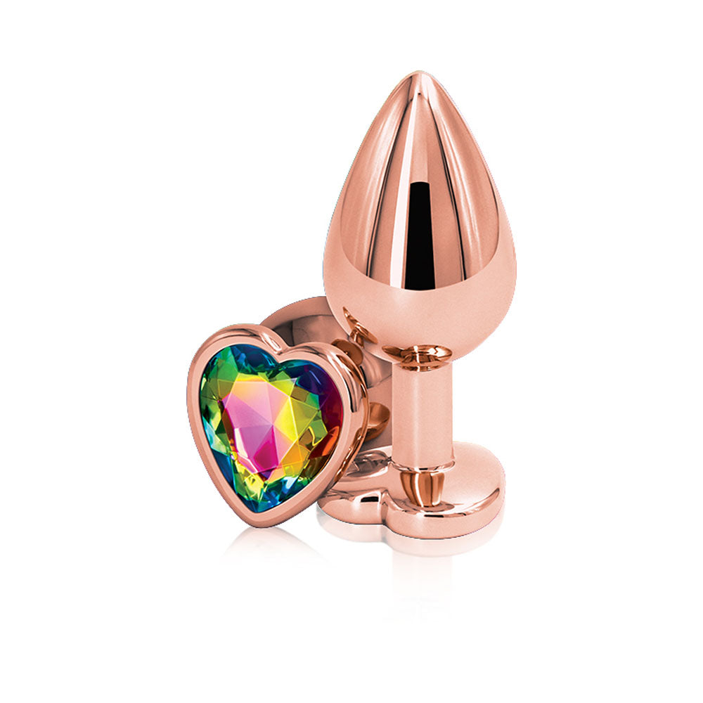 Rear Assets - Rose Gold Heart - Medium - Rainbow | 657447103179 | Available at EroticWarehouse.com