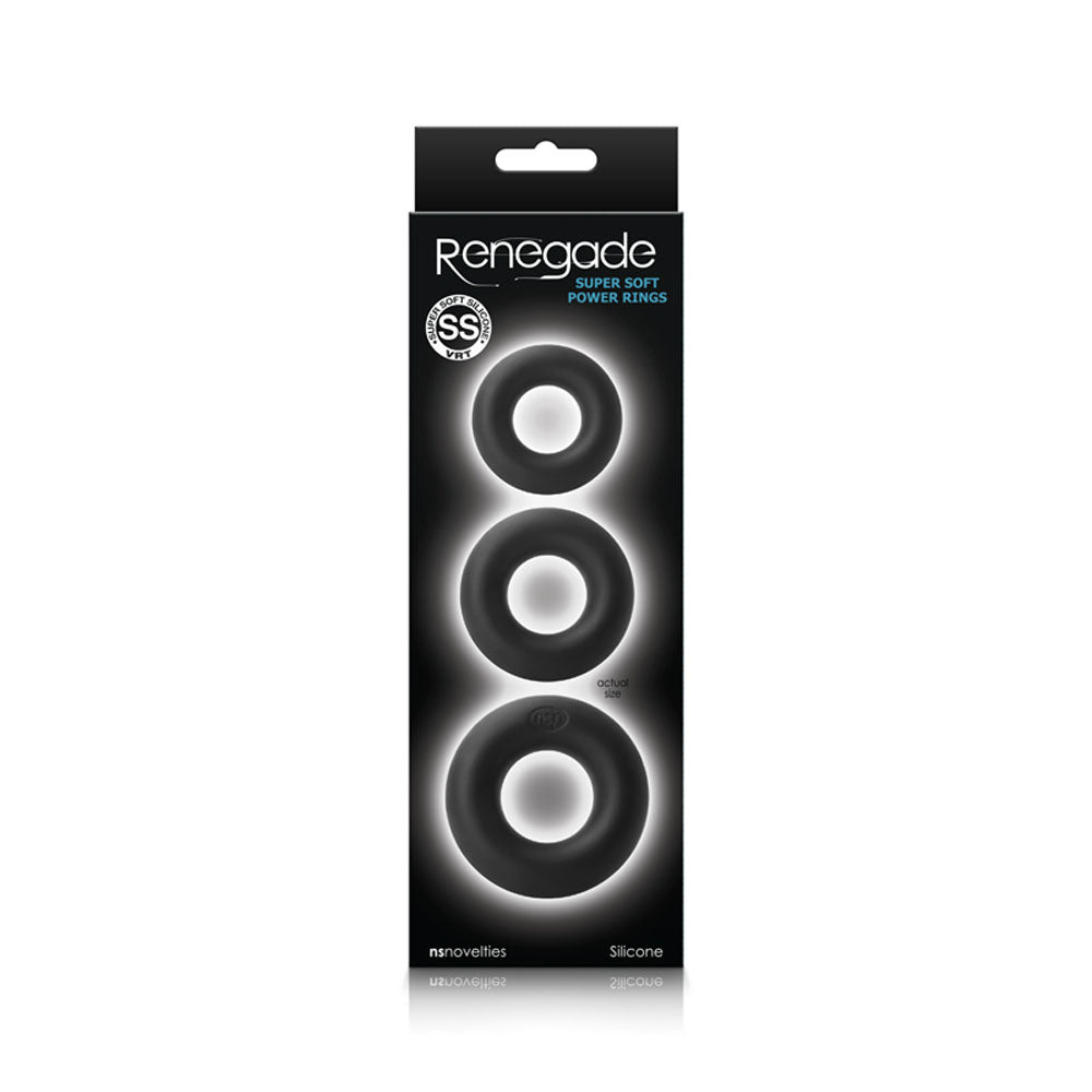 Renegade - Super Soft Power Rings - Black | 657447100703 | Available at EroticWarehouse.com