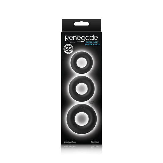 Renegade - Super Soft Power Rings - Black | 657447100703 | Available at EroticWarehouse.com