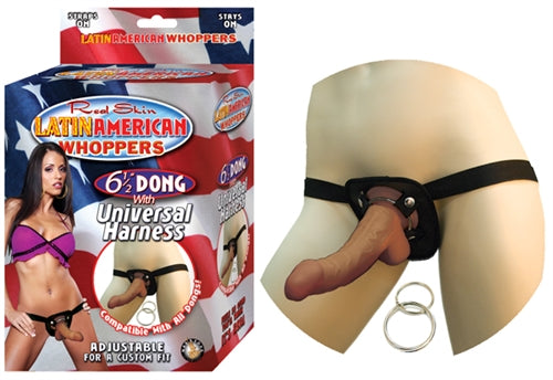 All American Whoppers 6.5-Inch-Dong With Universal Harness Latin | 782631232325 | Available at EroticWarehouse.com