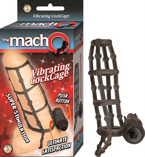 The Macho Vibrating Cock Cage - Black | 782631259520 | Available at EroticWarehouse.com