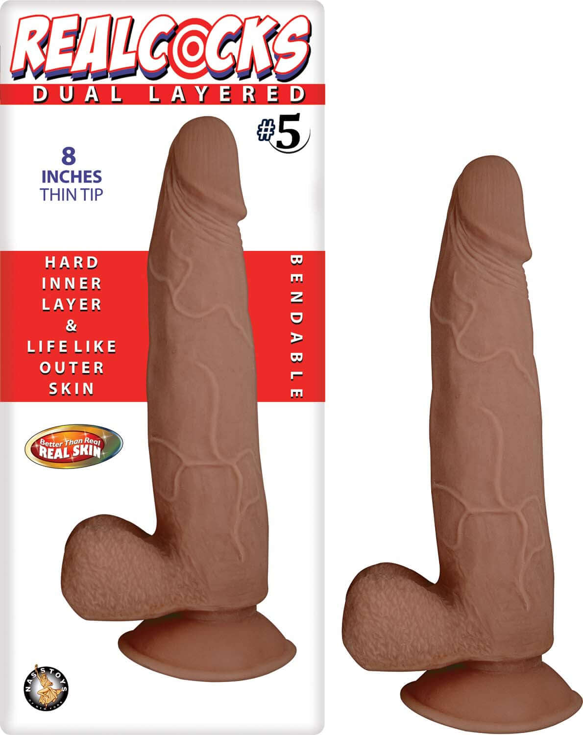 Realcocks Dual Layered #5 - Brown | 782631278422 | Available at EroticWarehouse.com