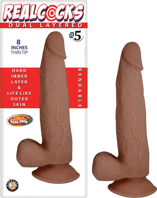 Realcocks Dual Layered #5 - Brown | 782631278422 | Available at EroticWarehouse.com