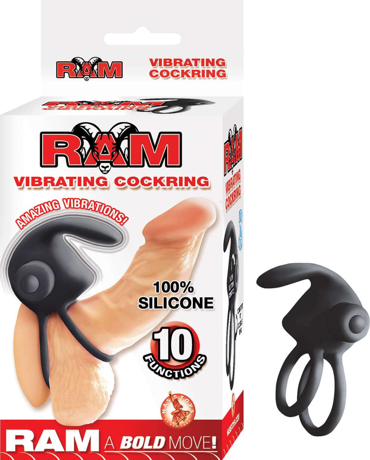Ram Vibrating Cockring - Black | 782631281217 | Available at EroticWarehouse.com