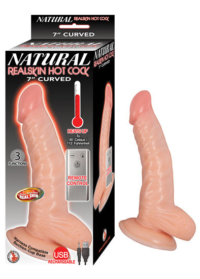 Natural Realskin Hot Cock Curved 7 Inch - Flesh | 782631289114 | Available at EroticWarehouse.com