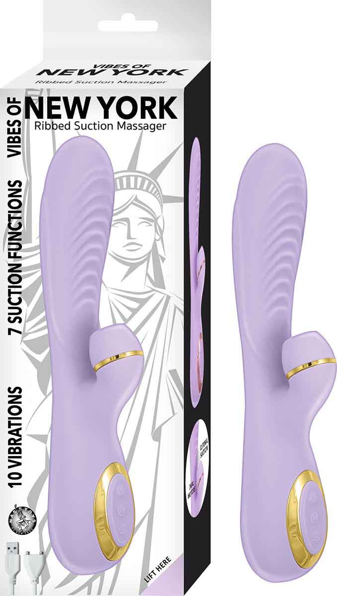 Vibes of New York Ribbed Suction Massager - Lavender | 782631291421 | Available at EroticWarehouse.com