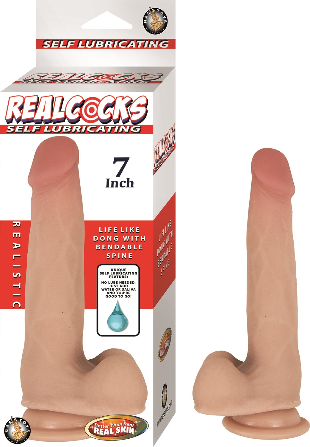 Realcocks Self Lubricating Dong - 7 Inch - Flesh | 782631293401 | Available at EroticWarehouse.com