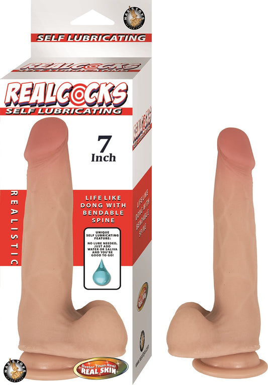 Realcocks Self Lubricating Dong - 7 Inch - Flesh | 782631293401 | Available at EroticWarehouse.com