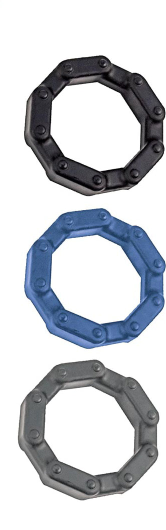Anal-Ese Chainlink Cockrings - Black/blue/grey | 782631294002 | Available at EroticWarehouse.com