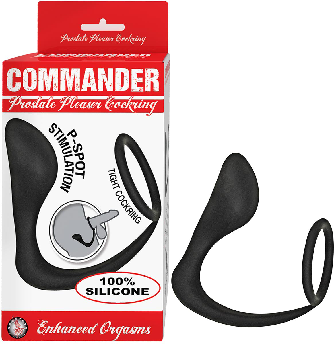 Commander Prostate Pleaser Cockring - Black | 782631294408 | Available at EroticWarehouse.com