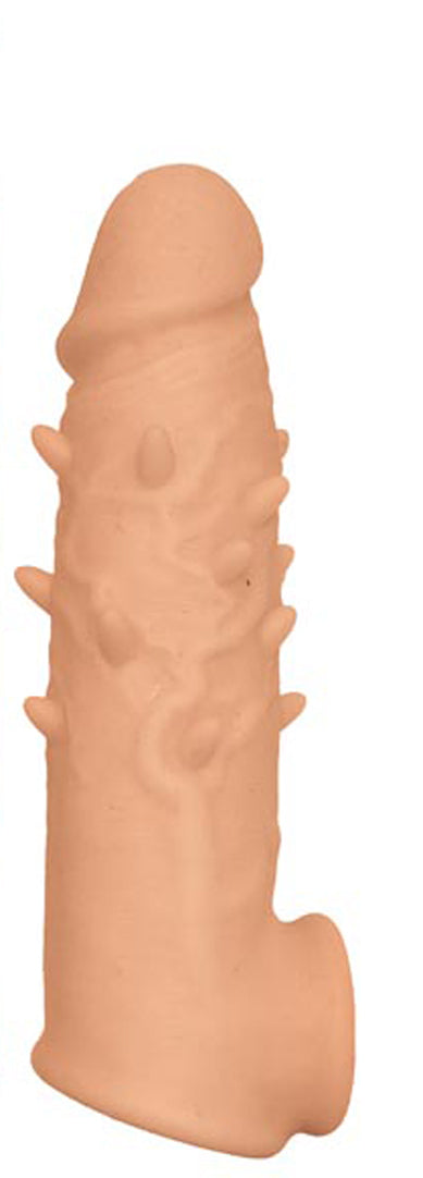 Natural Realskin Spiked Vibrating Penis Xtender - White | 782631295818 | Available at EroticWarehouse.com
