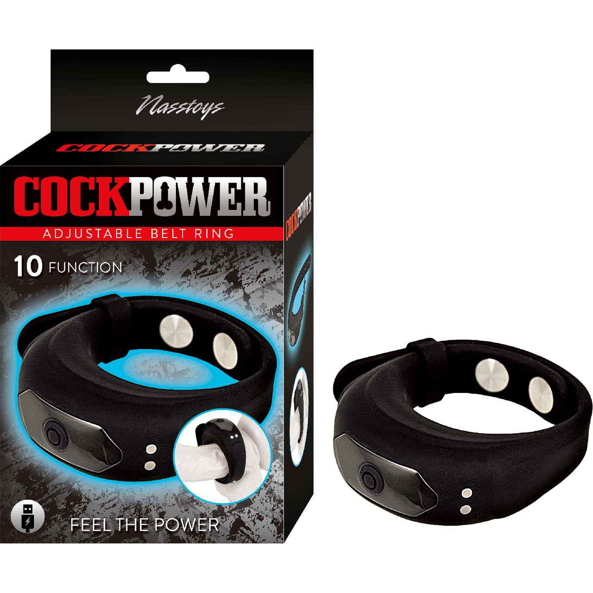 Cockpower Adjustable Belt Ring - Black | 782631316704 | Available at EroticWarehouse.com
