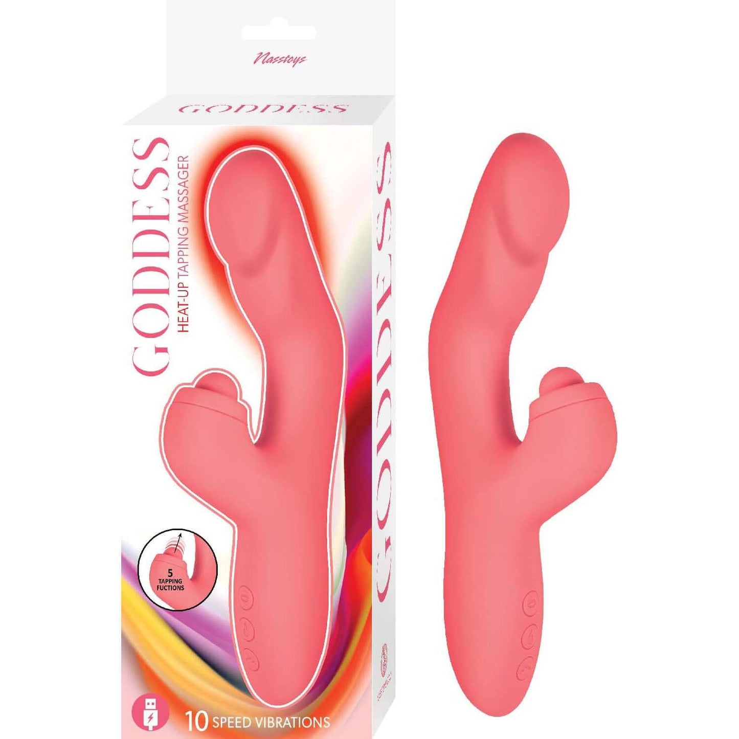 Goddess Heat Up Tapping Massager - Coral | 782631319910 | Available at EroticWarehouse.com