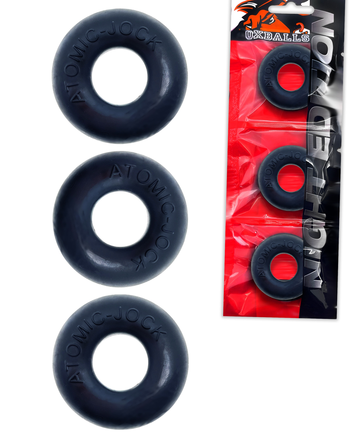 Ringer Cockring 3 Pack - Small - Night Black | 840215121813 | Available at EroticWarehouse.com
