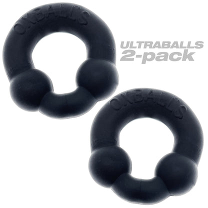 Ultraballs 2- Piece Cockring Set - Night Black | 840215121844 | Available at EroticWarehouse.com