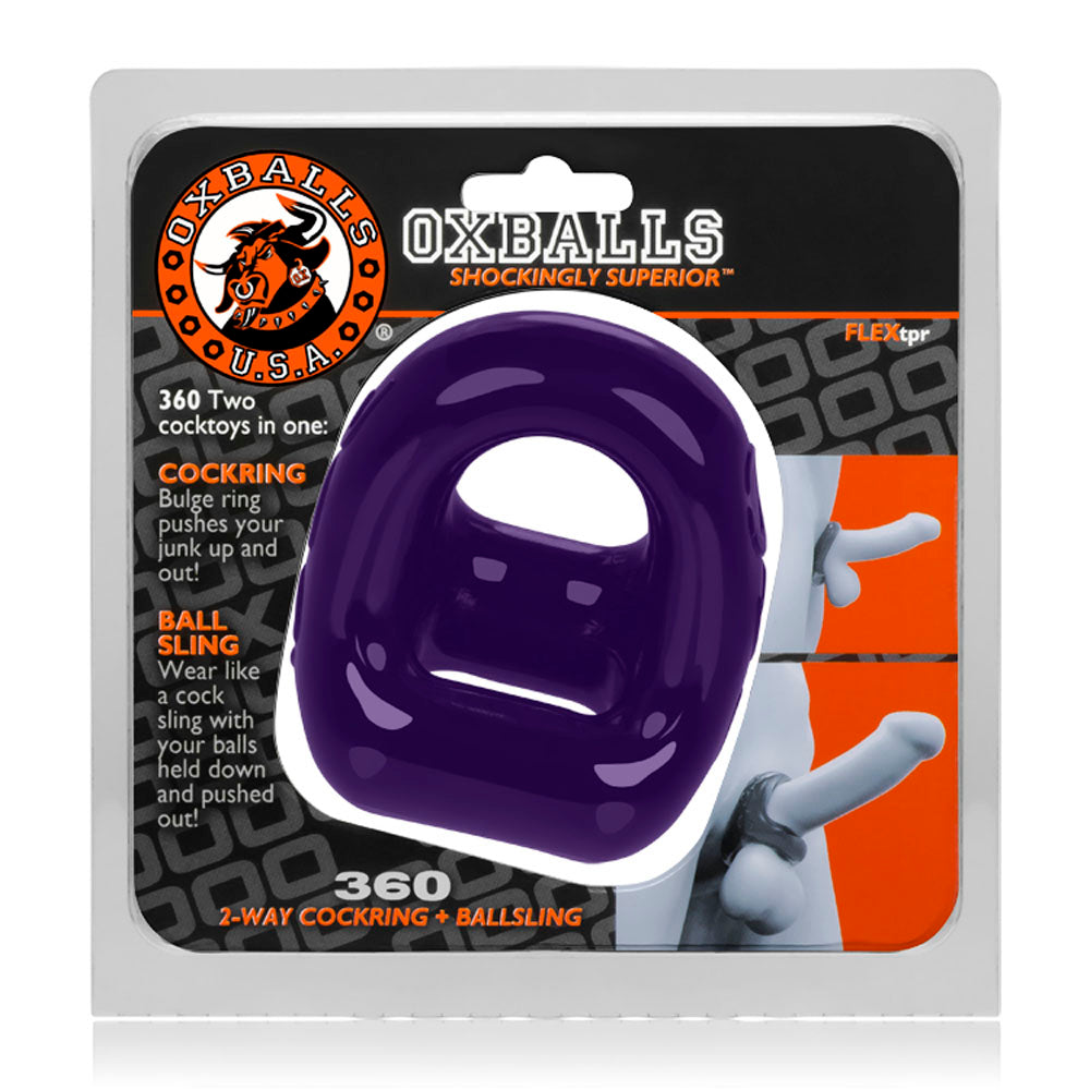 360 2- Way Cockring and Ballsling - Eggplant | 840215107183 | Available at EroticWarehouse.com