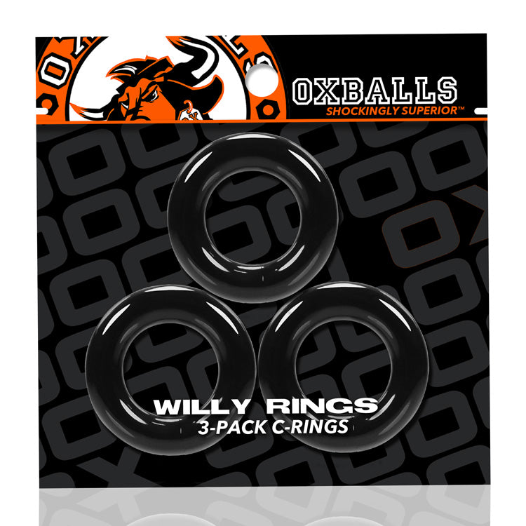 Willy Rings 3-Pack Cockrings - Black | 840215120298 | Available at EroticWarehouse.com
