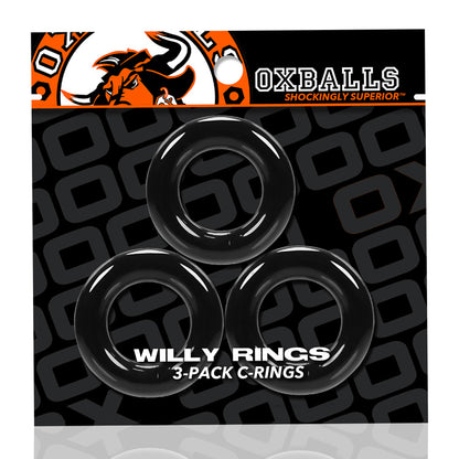 Willy Rings 3-Pack Cockrings - Black | 840215120298 | Available at EroticWarehouse.com