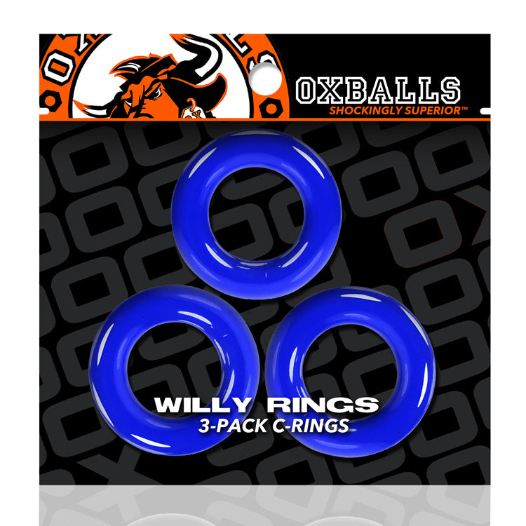 Willy Rings 3-Pack Cockrings - Police Blue | 840215120328 | Available at EroticWarehouse.com