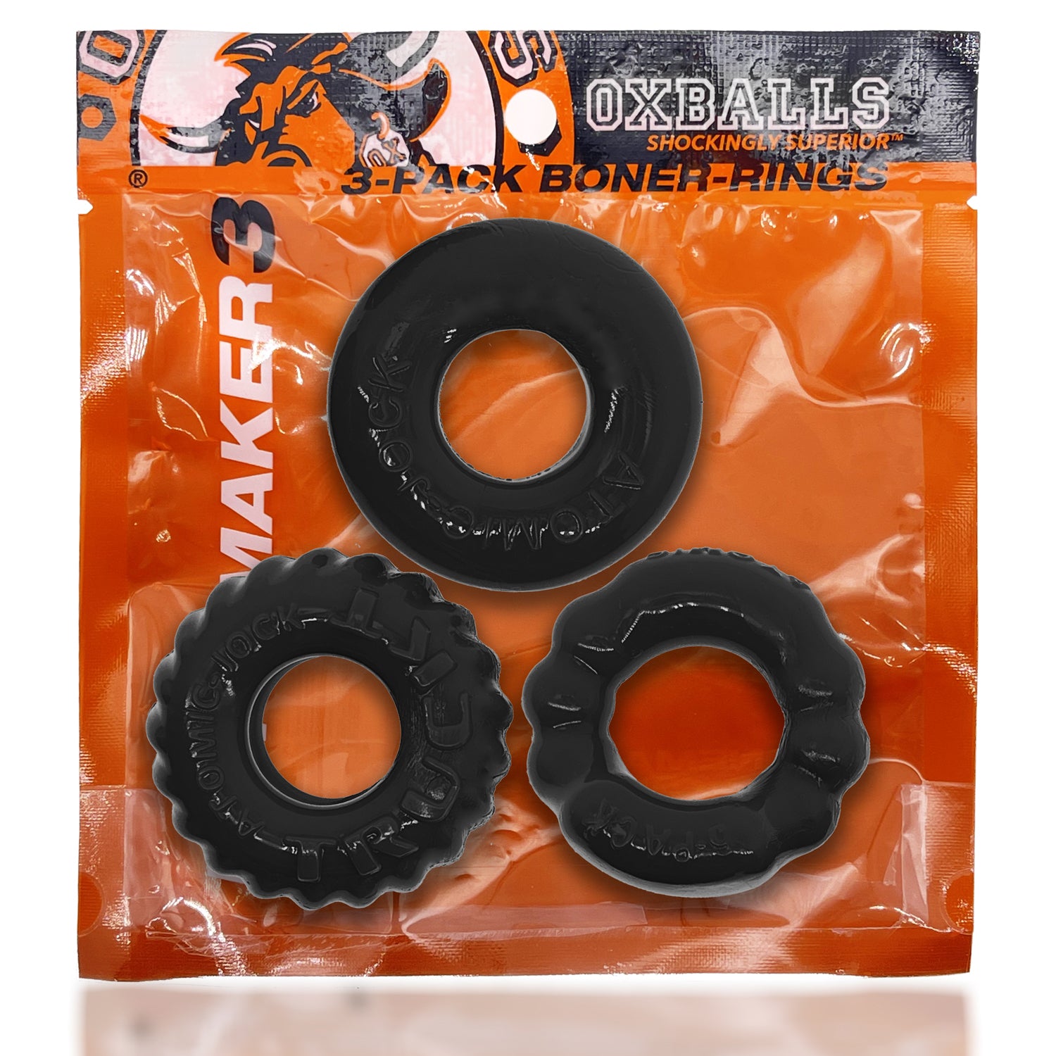 Bonemaker 3-Pack Boner Rings - Black | 840215121684 | Available at EroticWarehouse.com