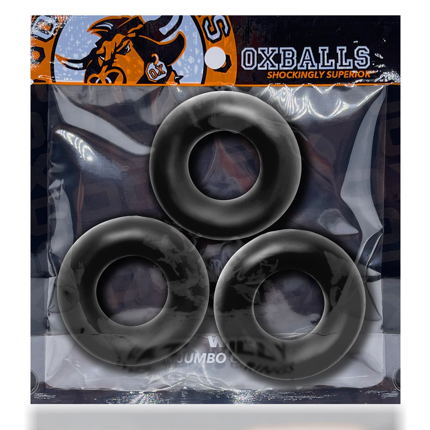 Fat Willy 3-Pack Jumbo C-Rings - Black | 840215121042 | Available at EroticWarehouse.com
