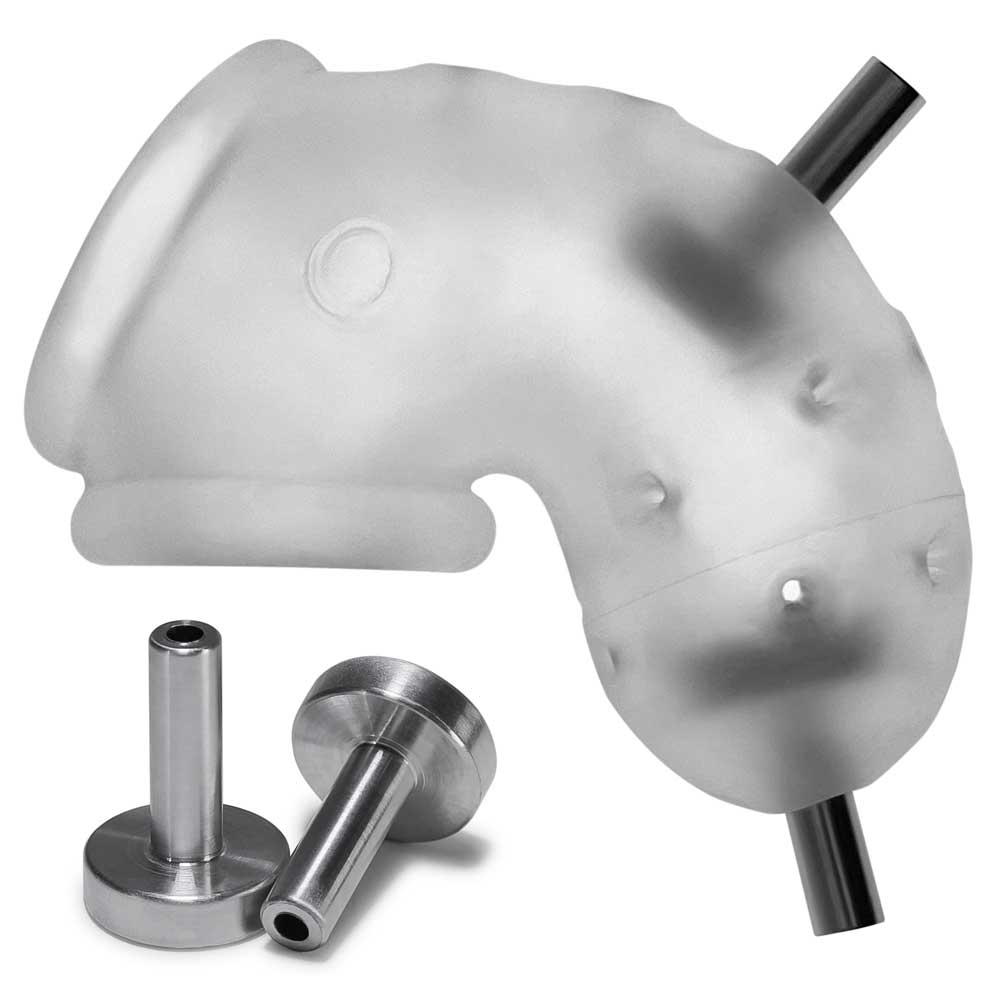 Airlock Electro Air-Lite Vented Chastity With Two 4mm Contacts - Clear Ice | 840215122889 | Available at EroticWarehouse.com