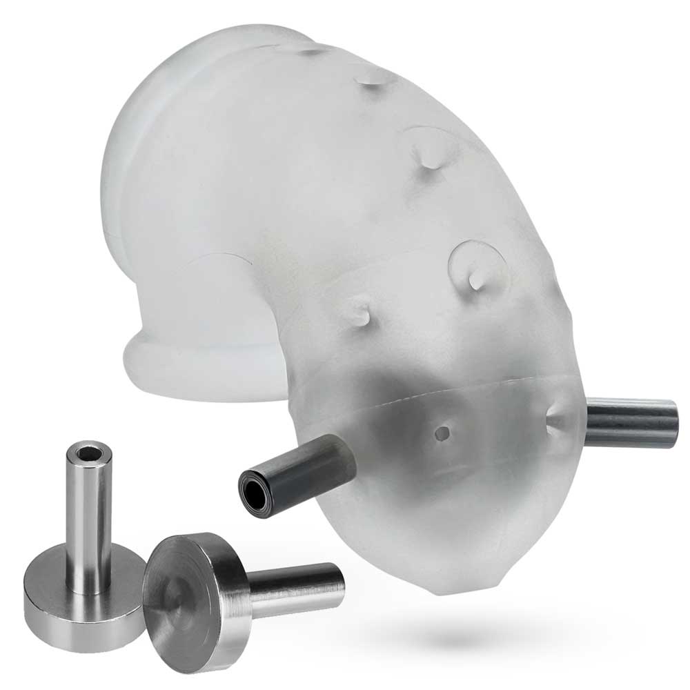 Airlock Electro Air-Lite Vented Chastity With Two 4mm Contacts - Clear Ice | 840215122889 | Available at EroticWarehouse.com