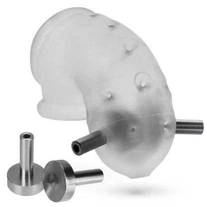 Airlock Electro Air-Lite Vented Chastity With Two 4mm Contacts - Clear Ice | 840215122889 | Available at EroticWarehouse.com
